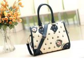 Bolsa retro Mulheres Casual com Color Block Rivet e Design d