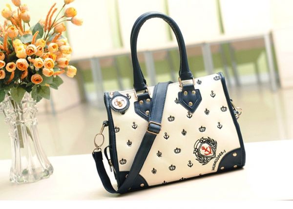 Bolsa retro Mulheres Casual com Color Block Rivet e Design d