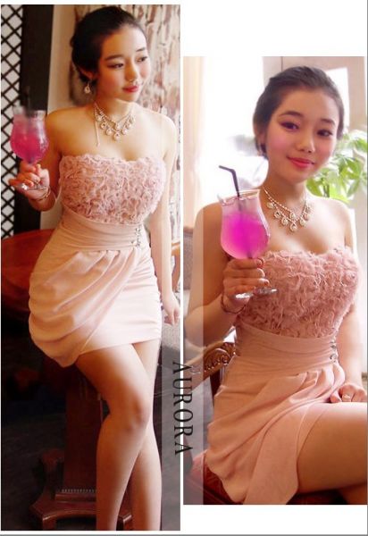 Lindo Rose Padrões Alta vestido sem alças